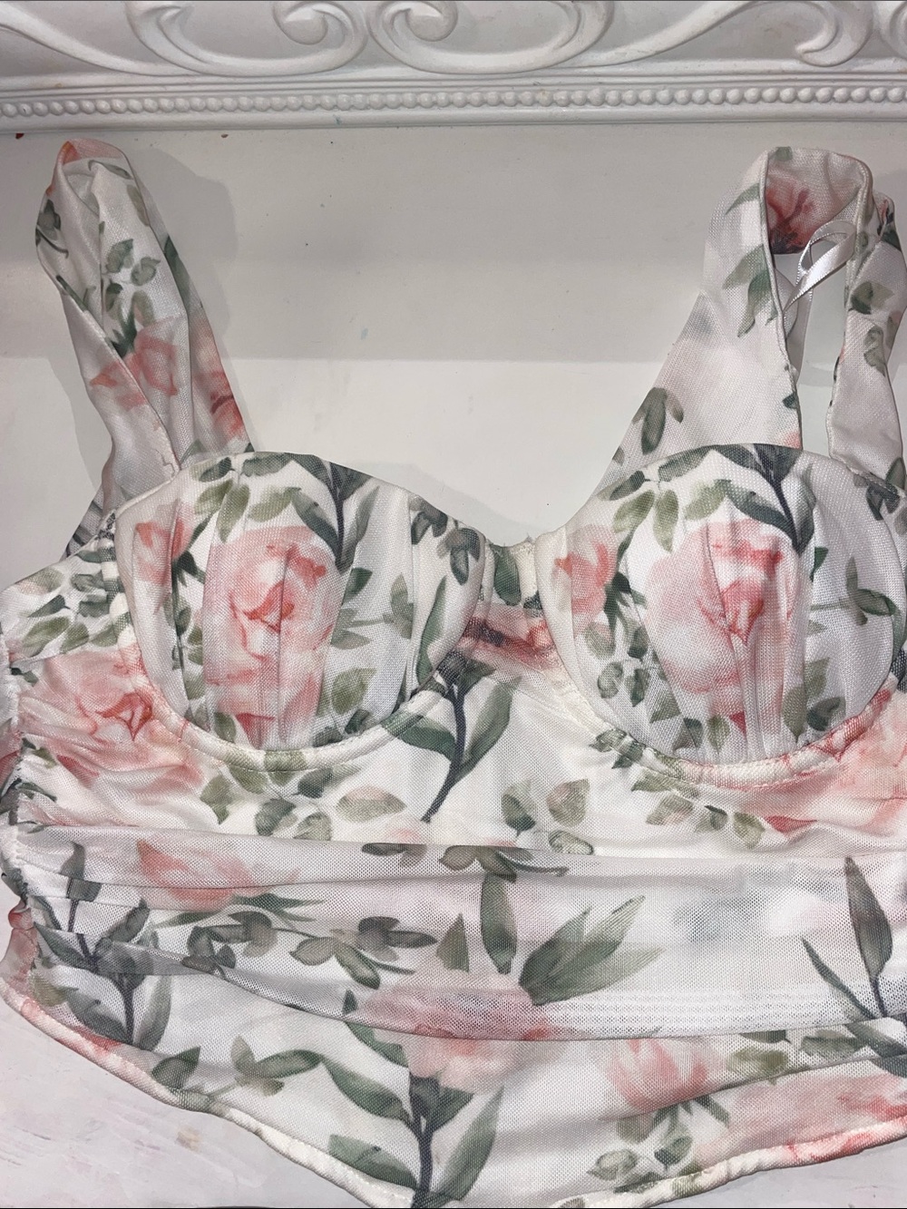 Floral Sweetheart Bustier Corset Top in Blush Rose Print